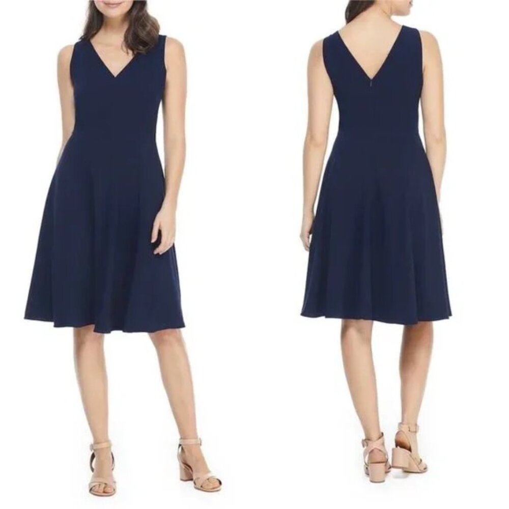 Gal Meets Glam Kendra Fit & Flare Dress in Navy